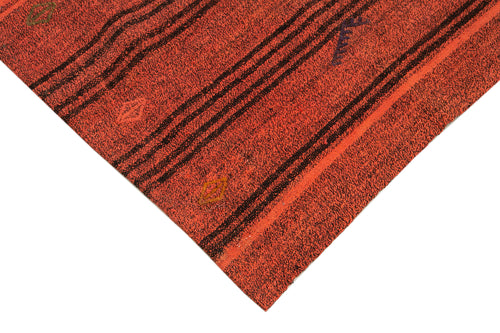 Geometric Kilim Orange Geometric Goat Hair Handmade Rug 5'9'' x 7'10''