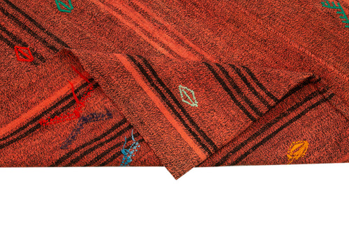 Geometric Kilim Orange Geometric Goat Hair Handmade Rug 5'9'' x 7'10''