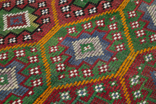 Geometric Kilim White Geometric Goat Hair Handmade Rug 5'4'' x 9'10''