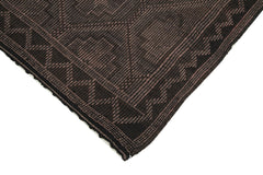 Geometric Kilim Brown Geometric Goat Hair Handmade Rug 6'4'' x 8'10''