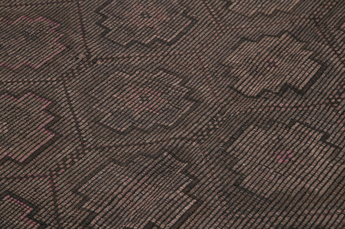 Geometric Kilim Brown Geometric Goat Hair Handmade Rug 6'4'' x 8'10''