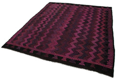 Geometric Kilim Purple Geometric Goat Hair Handmade Rug 7'1'' x 8'0''