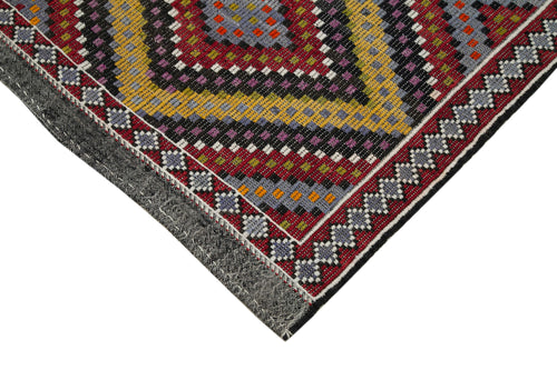 Geometric Kilim White Geometric Goat Hair Handmade Rug 6'1'' x 11'7''