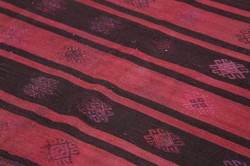 Geometric Kilim Red Geometric Goat Hair Handmade Rug 6'3'' x 10'3''