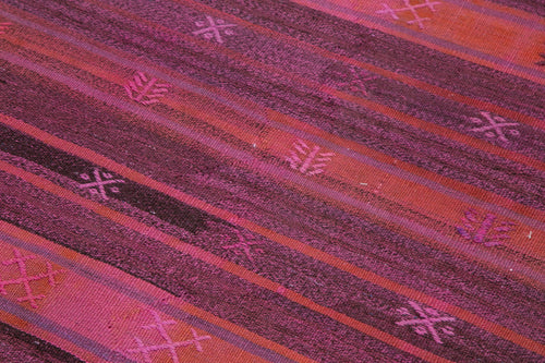 Geometric Kilim Red Geometric Goat Hair Handmade Rug 4'1'' x 8'0''