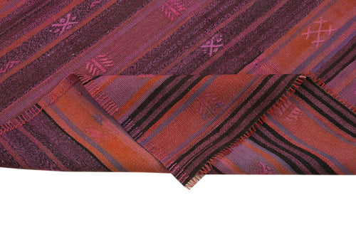 Geometric Kilim Red Geometric Goat Hair Handmade Rug 4'1'' x 8'0''