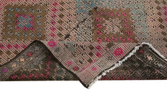 Geometric Kilim Beige Geometric Goat Hair Handmade Rug 5'1'' x 10'3''