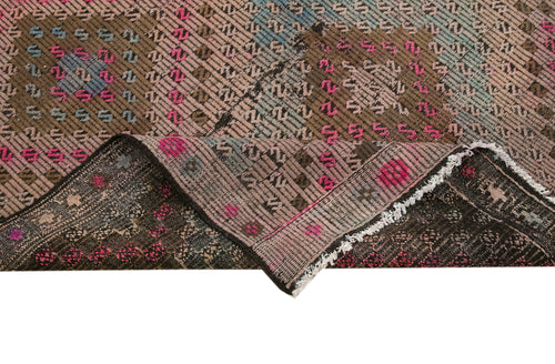 Geometric Kilim Beige Geometric Goat Hair Handmade Rug 5'1'' x 10'3''