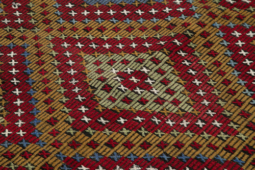 Geometric Kilim White Geometric Goat Hair Handmade Rug 6'4'' x 10'7''