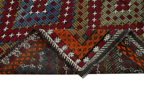 Geometric Kilim White Geometric Goat Hair Handmade Rug 6'4'' x 10'7''