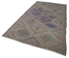 Geometric Kilim Beige Geometric Goat Hair Handmade Rug 5'7'' x 11'5''