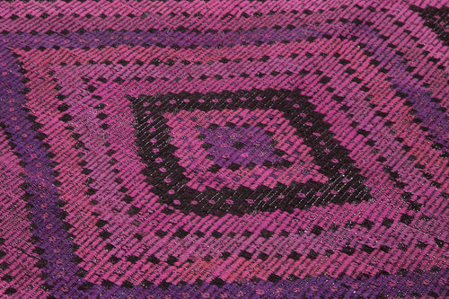 Geometric Kilim Pink Geometric Goat Hair Handmade Rug 6'8'' x 9'5''