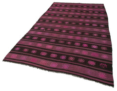 Geometric Kilim Pink Geometric Goat Hair Handmade Rug 5'9'' x 10'4''
