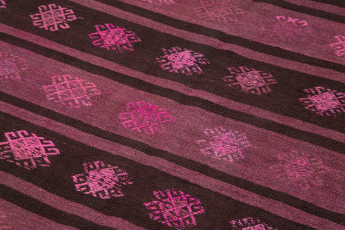 Geometric Kilim Pink Geometric Goat Hair Handmade Rug 5'9'' x 10'4''