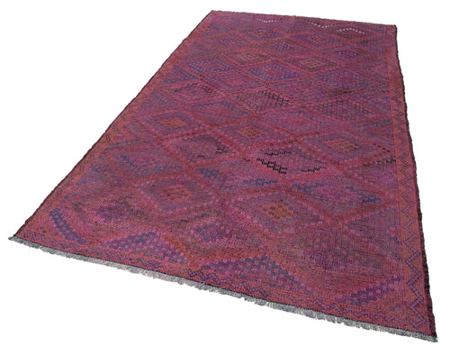 Geometric Kilim Pink Geometric Goat Hair Handmade Rug 5'7'' x 9'6''