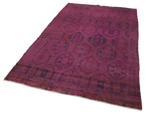 Geometric Kilim Pink Geometric Goat Hair Handmade Rug 5'4'' x 8'11''
