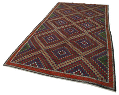 Geometric Kilim White Geometric Goat Hair Handmade Rug 5'10'' x 12'4''