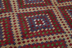 Geometric Kilim White Geometric Goat Hair Handmade Rug 5'10'' x 12'4''