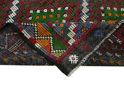 Geometric Kilim White Geometric Goat Hair Handmade Rug 6'8'' x 10'5''