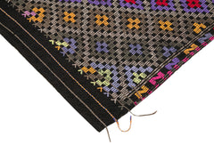 Geometric Kilim White Geometric Goat Hair Handmade Rug 6'3'' x 7'9''