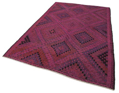 Geometric Kilim Pink Geometric Goat Hair Handmade Rug 5'11'' x 9'6''