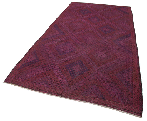 Geometric Kilim Pink Geometric Goat Hair Handmade Rug 5'7'' x 10'10''