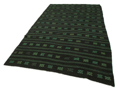 Geometric Kilim Green Geometric Goat Hair Handmade Rug 6'0'' x 10'6''