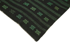 Geometric Kilim Green Geometric Goat Hair Handmade Rug 6'0'' x 10'6''