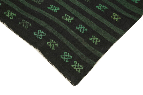 Geometric Kilim Green Geometric Goat Hair Handmade Rug 6'0'' x 10'6''