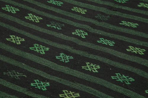 Geometric Kilim Green Geometric Goat Hair Handmade Rug 6'0'' x 10'6''