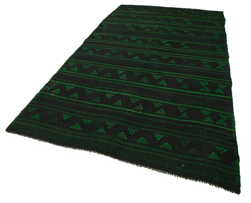 Geometric Kilim Green Geometric Goat Hair Handmade Rug 5'9'' x 10'11''