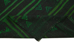 Geometric Kilim Green Geometric Goat Hair Handmade Rug 5'9'' x 10'11''