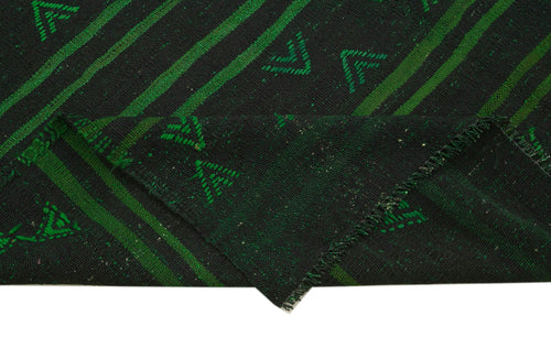 Geometric Kilim Green Geometric Goat Hair Handmade Rug 5'9'' x 10'11''