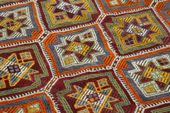 Geometric Kilim White Geometric Goat Hair Handmade Rug 4'10'' x 10'6''