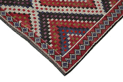 Geometric Kilim White Geometric Goat Hair Handmade Rug 6'0'' x 11'8''