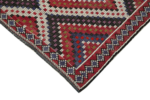 Geometric Kilim White Geometric Goat Hair Handmade Rug 6'0'' x 11'8''