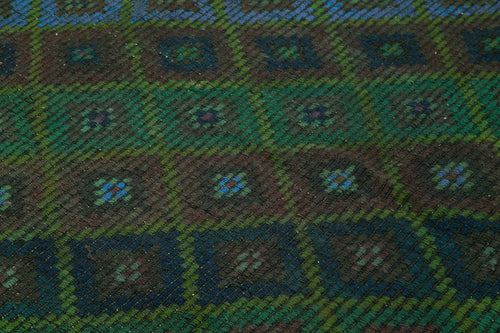 Geometric Kilim Green Geometric Goat Hair Handmade Rug 7'0'' x 9'7''