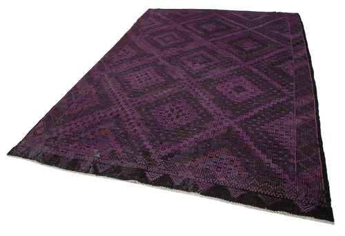 Geometric Kilim Purple Geometric Goat Hair Handmade Rug 6'9'' x 10'0''