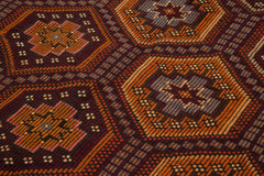 Geometric Kilim Orange Geometric Goat Hair Handmade Rug 6'11'' x 10'1''