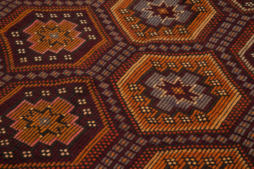 Geometric Kilim Orange Geometric Goat Hair Handmade Rug 6'11'' x 10'1''