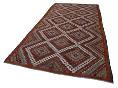Geometric Kilim White Geometric Goat Hair Handmade Rug 6'0'' x 11'4''