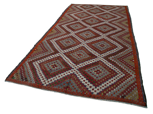 Geometric Kilim White Geometric Goat Hair Handmade Rug 6'0'' x 11'4''
