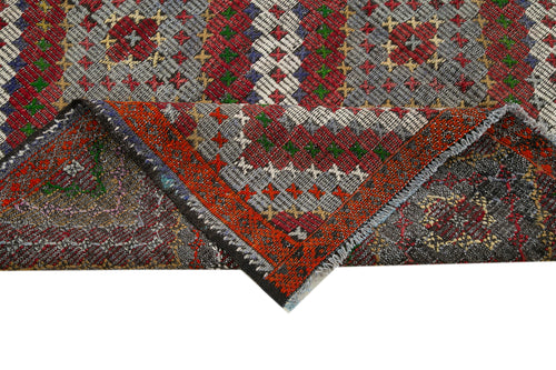 Geometric Kilim White Geometric Goat Hair Handmade Rug 6'0'' x 11'4''