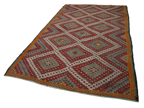 Geometric Kilim White Geometric Goat Hair Handmade Rug 6'0'' x 10'1''