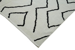 Purpleocco Beige Geometric Wool Cotton Handmade Rug 9'10'' x 13'7''