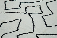 Purpleocco Beige Geometric Wool Cotton Handmade Rug 9'10'' x 13'7''