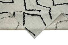 Purpleocco Beige Geometric Wool Cotton Handmade Rug 9'10'' x 13'7''