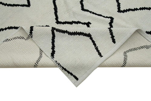 Purpleocco Beige Geometric Wool Cotton Handmade Rug 9'10'' x 13'7''