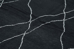 Purpleocco Black Geometric Wool Cotton Handmade Rug 8'4'' x 11'5''