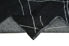 Purpleocco Black Geometric Wool Cotton Handmade Rug 8'4'' x 11'5''